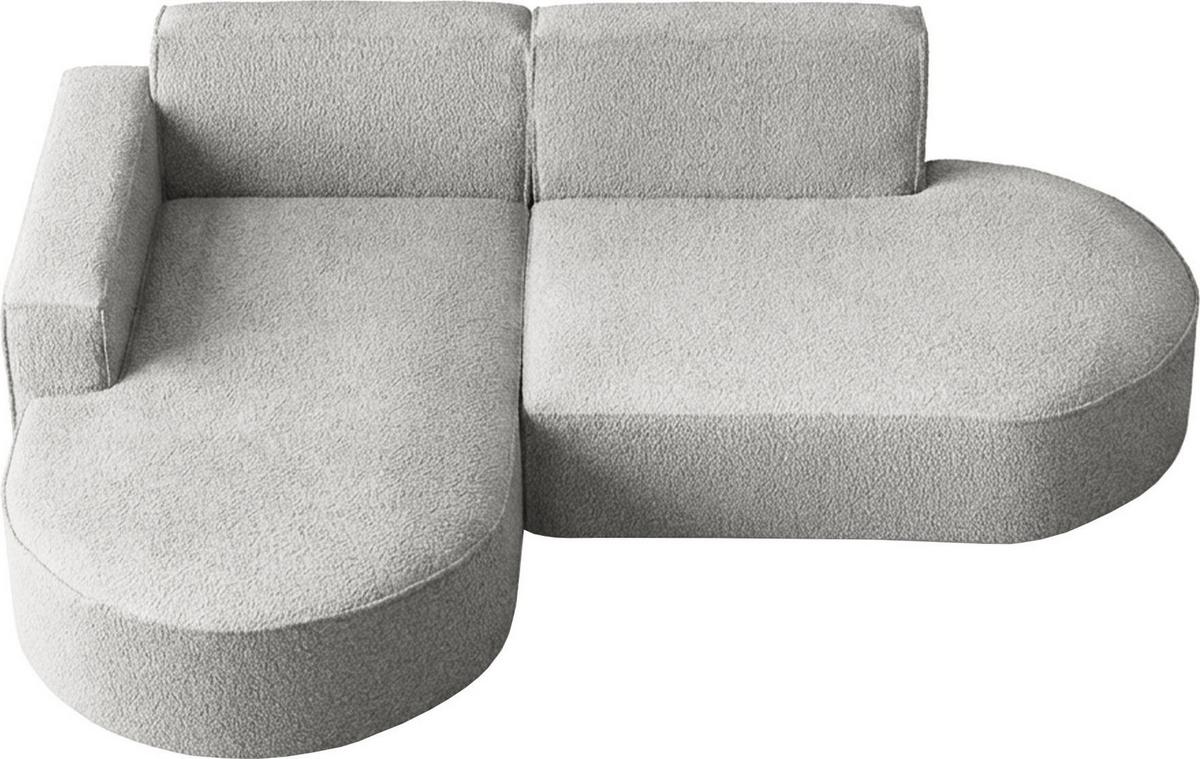 ECKSOFA Hana L-Form 3-Sitzer Ecke Links, Boucle, Hellgrau 241/73/168 cm - Hellgrau/Schwarz, Textil/Metall (241/168cm) - WFL GROUP