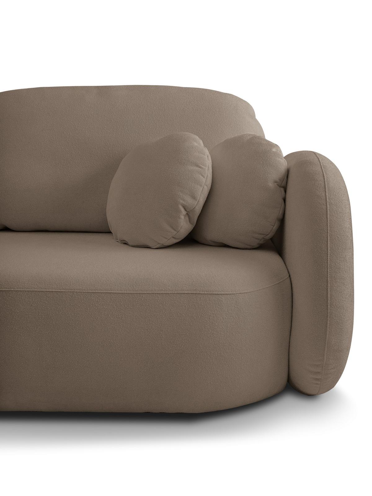 BETTSOFA AMICO Braun Bucle-Stoff mit Schlaffunktion - Braun, Holz (238/86.5/101cm) - MASSENO