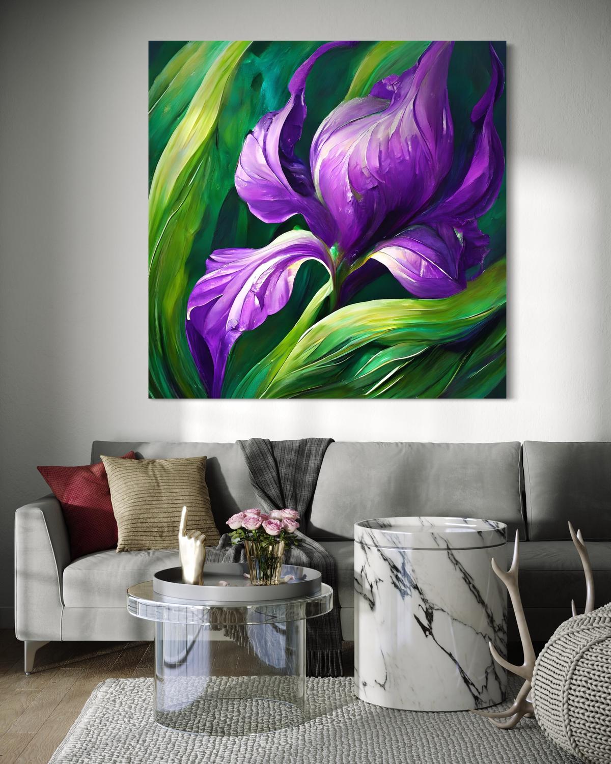 WANDBILD iris gemalte blumen - Lila, Textil (40/40cm) - Feeby