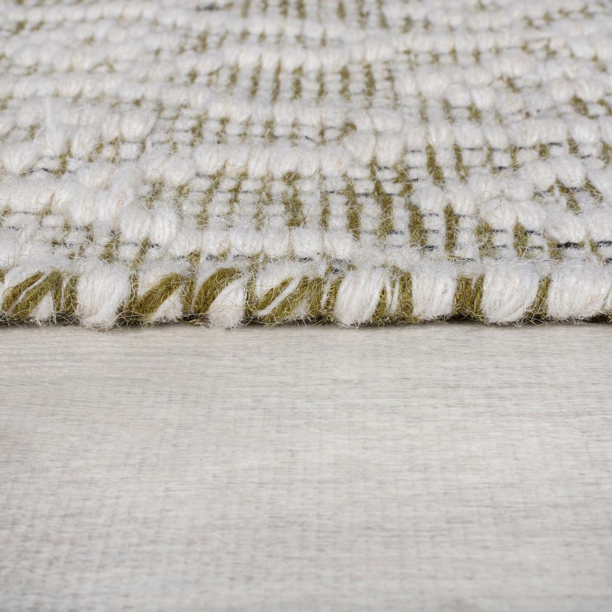 WOLLTEPPICH handgewebt ROTHER, mit Diamant Muster, Hellgrün, 80 x 150 cm - Grün, Textil (150/80cm) - KADIMA DESIGN