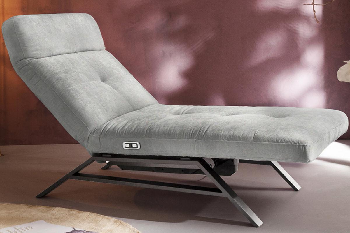 LIEGE MIT MOTORISCHER RELAXFUNKTION AMERIVA Silber Velvet Relaxfunktion - Silberfarben, Textil (80/110/158cm) - KAWOLA