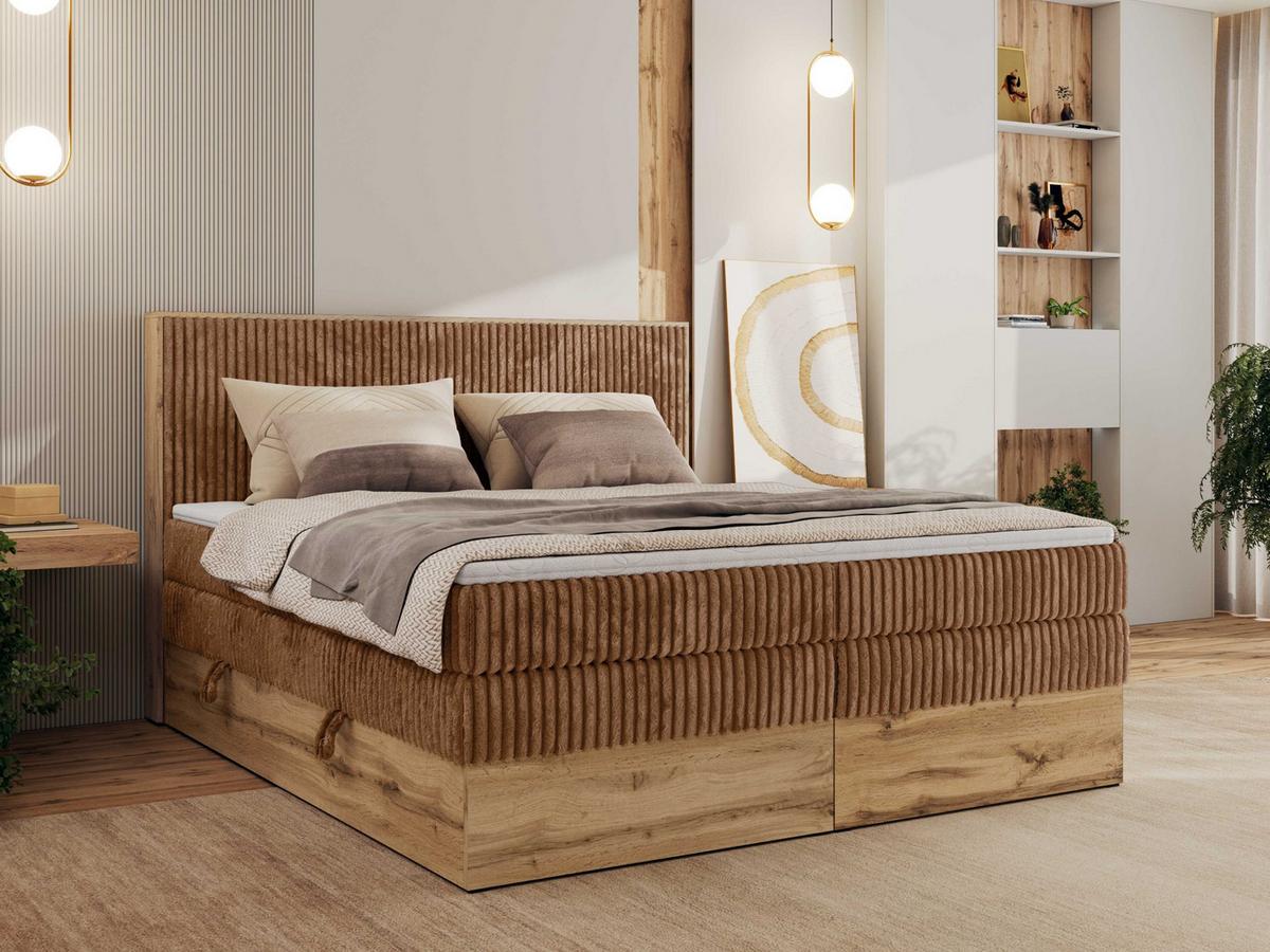 BOXBETT WOOD CLASSIC KING 160/200 - Orange Cord - H3 - Orange, Textil (160/200cm) - MKS