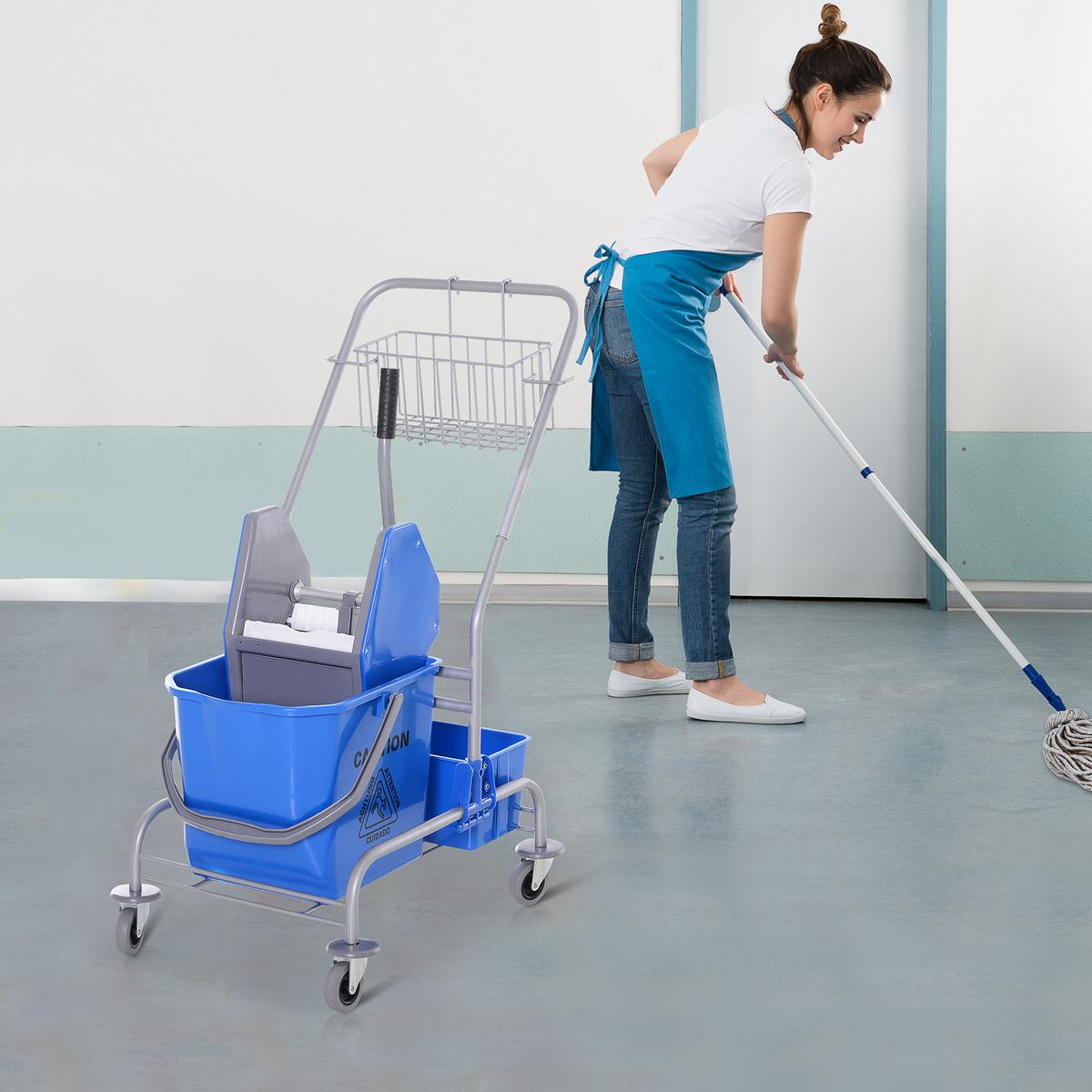 PUTZWAGEN Kunststoff Metall Blau - Blau, Kunststoff/Metall (49.5/95/72cm) - HOMCOM