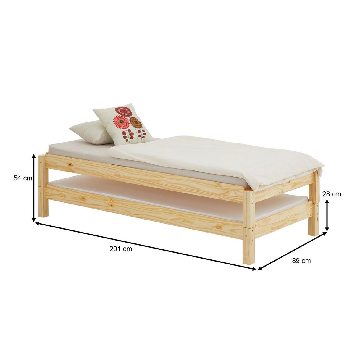 STAPELBETT RINO 80x190 cm natur - Naturfarben, Holz (80/190cm) - IDIMEX