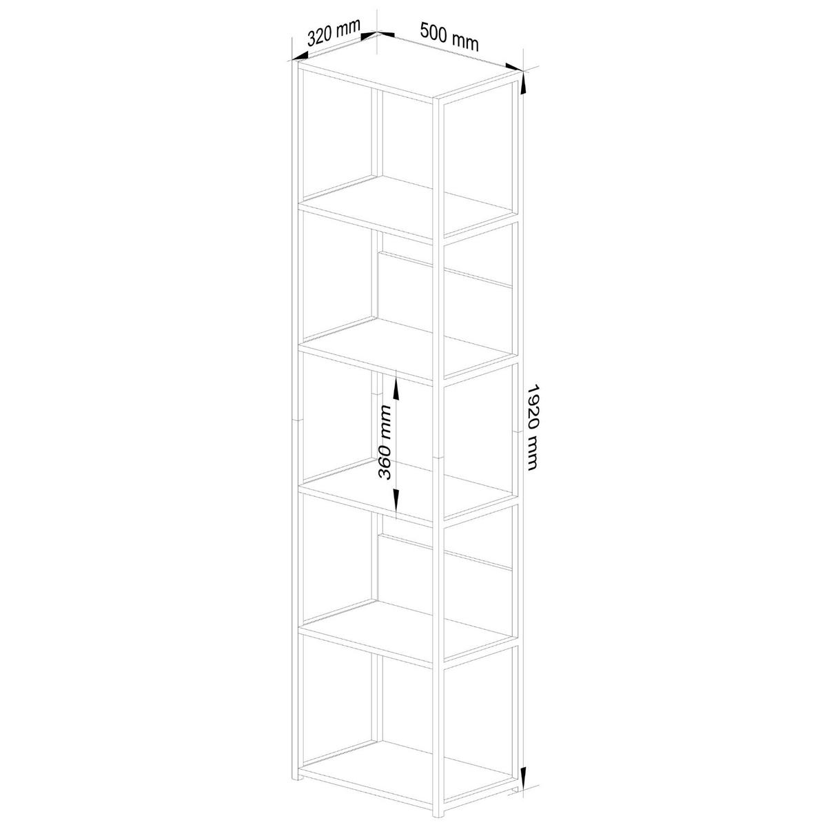 STANDREGAL Schwarz, Eiche Craft 192/50/32 - Schwarz, Holzwerkstoff (50/192/32cm) - RAUMHIRSCH FURNITURE