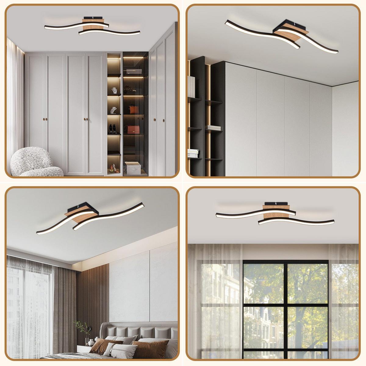 LED-DECKENLEUCHTE Fry 50.5/12/7.3 cm - Schwarz, Metall (50.5/12/7.3cm) - Nettlife