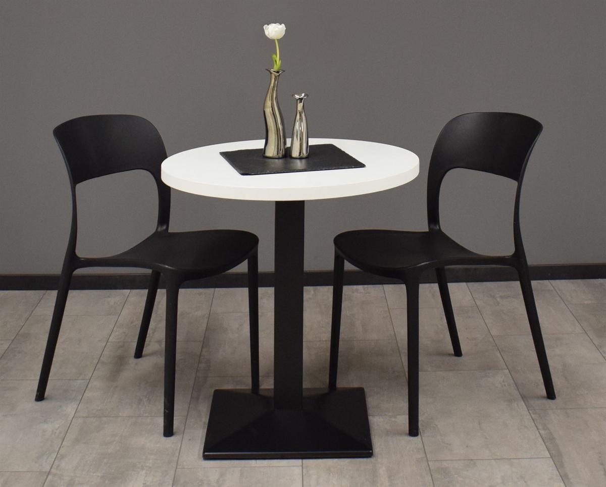 BISTROTISCH rund Elanur 70 cm schwarz matt/weiß matt lack - Weiß, Metall (70/70/75cm) - 58aufmkessel