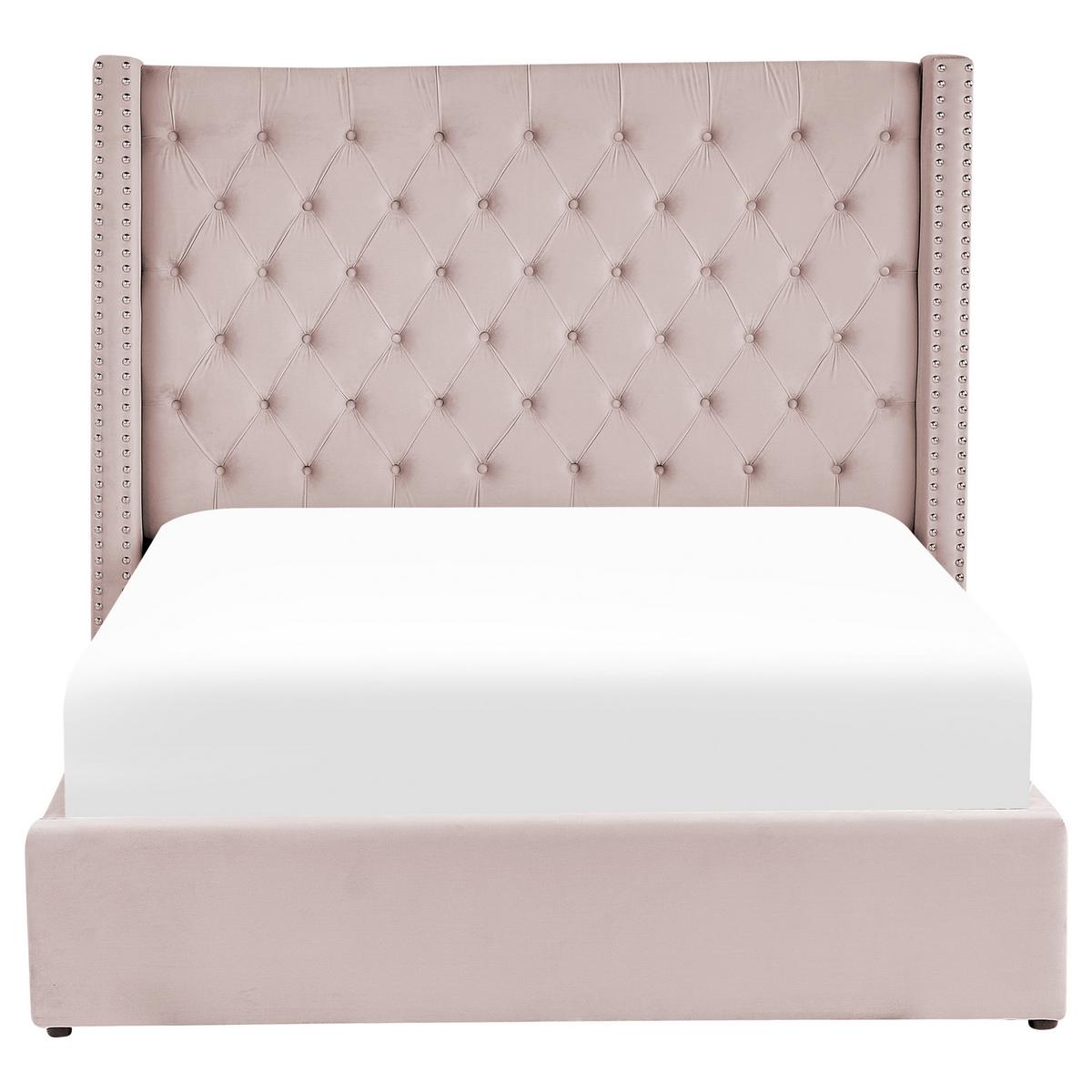 POLSTERBETT 140/200cm Pastellrosa Lubbon - Pink, Textil (140/200cm) - Beliani