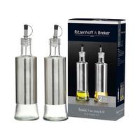 ESSIG & ÖL FLASCHE Basic transparent-silber 320 ml 2-tlg. - Transparent/Silberfarben, Glas/Metall (7/26/14cm) - Ritzenhoff Breker