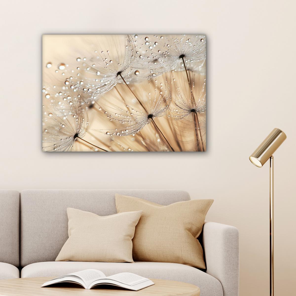 LEINWANDBILD Löwenzahn - Abstrakt - Natur - Beige Wandbilder 80x60 cm - Braun, Textil (80/60cm) - MuchoWow