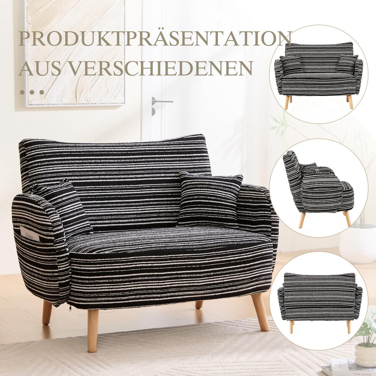 2-SITZER SOFA boucle schwarz kompakt 121cm - Schwarz, Textil (121/87/81.5cm) - Urban Meuble