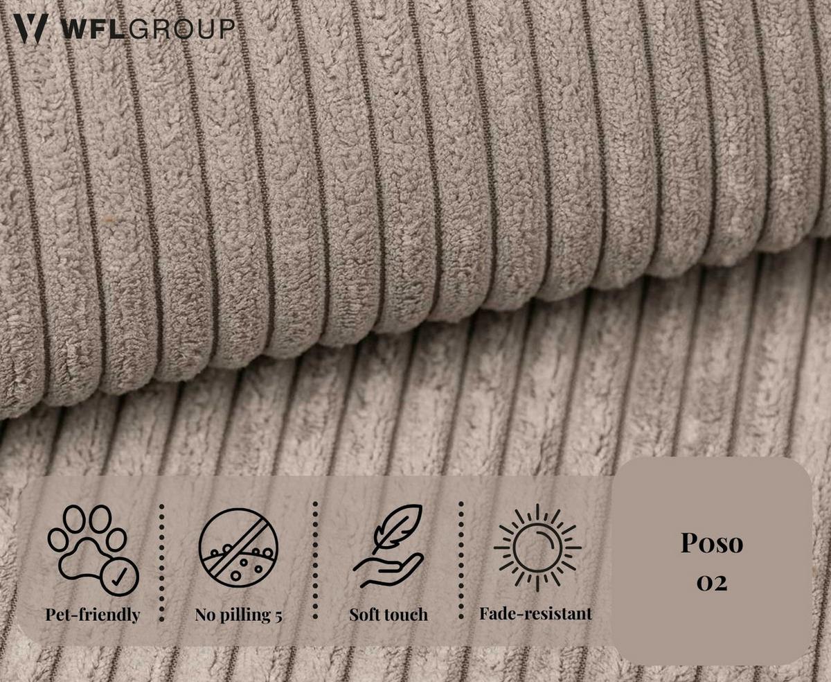 ECKSOFA Cora mit Schlaffunktion & Stauraum, Universell Rechts/Links, Beige Cord Chenille 250/82/160 cm - Beige/Schwarz, Kunststoff/Textil (250/160cm) - WFL GROUP