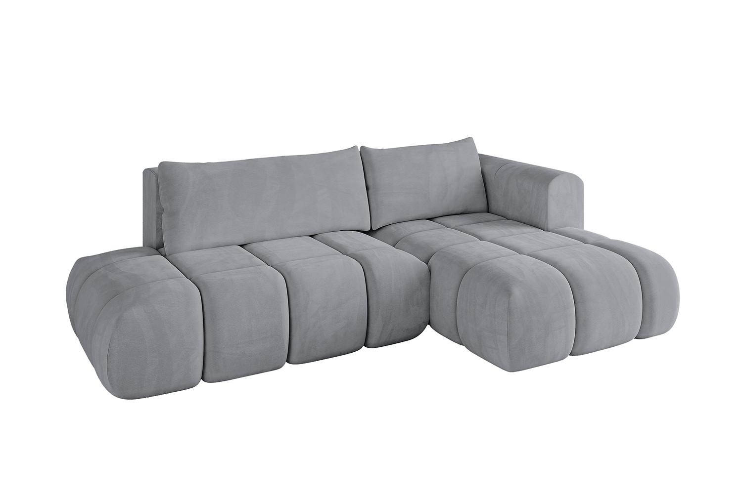 ECKSOFA Ottomane Rechts CLOUD-L 280x185x90 Hellgrau Velours - Hellgrau, Holzwerkstoff/Kunststoff (185/280cm) - ALTDECOR