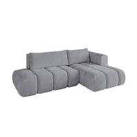 ECKSOFA Ottomane Rechts CLOUD-L 280x185x90 Hellgrau Velours - Hellgrau, Holzwerkstoff/Kunststoff (185/280cm) - ALTDECOR