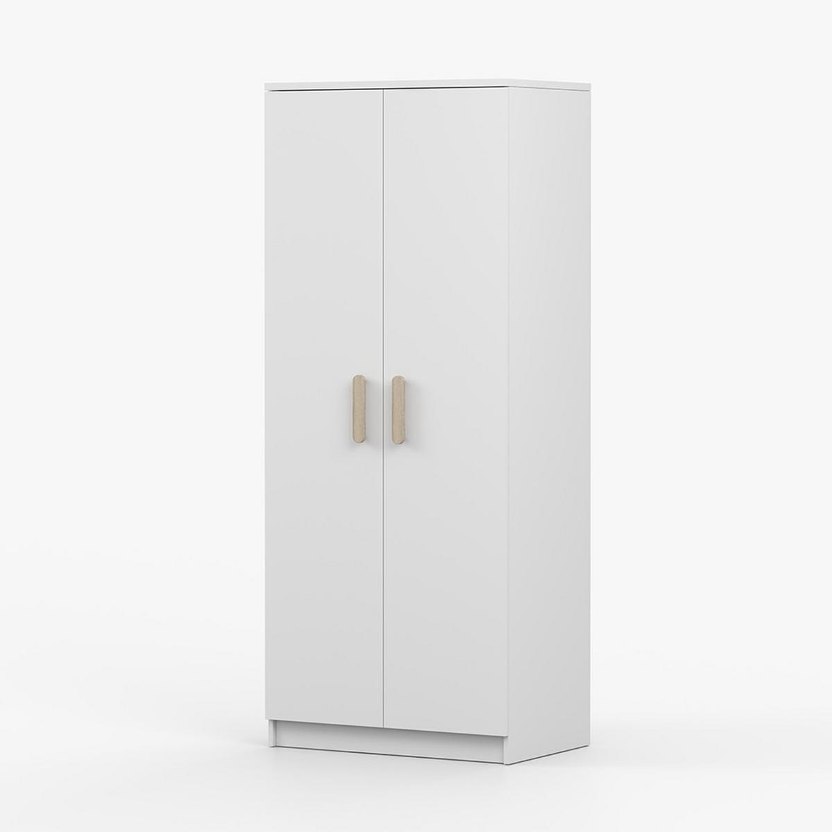 DREHTÜRENSCHRANK 80/192/50 cm 2-türig Jonas I 06 Weiß/Weiß + sonomaeichefarbene Griffe - Weiß/Sonoma Eiche, Holz/Holzwerkstoff (80/192/50cm) - imoebel24