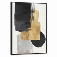 LEINWAND Bilder mit Rahmen - Gold - Rechtecke - Kreise - Abstrakt - 50x70 - Weiß, Textil (50/70cm) - MuchoWow