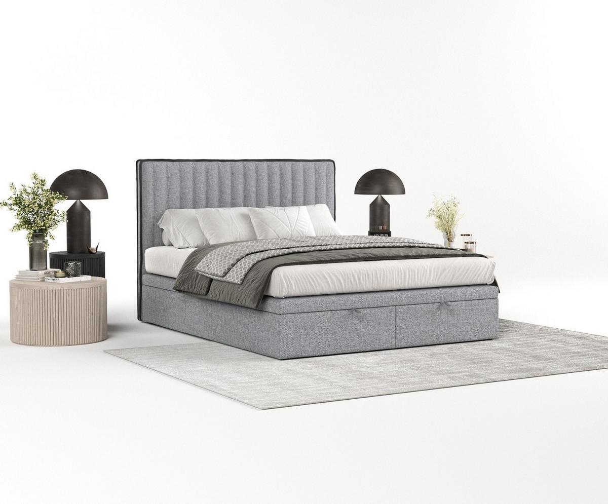 POLSTERBETT Keva mit Stauraum 140/200 cm Grau im Alta Stoff - Schwarz/Grau, Holz/Holzwerkstoff (140/200cm) - AltaBeds