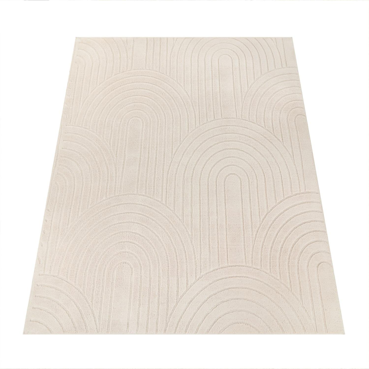 KURZFLORTEPPICH, mit Struktur, aus Polyester, Florhöhe 12 mm, Creme, 80 x 150 cm - Beige, Textil (150/80cm) - KADIMA DESIGN