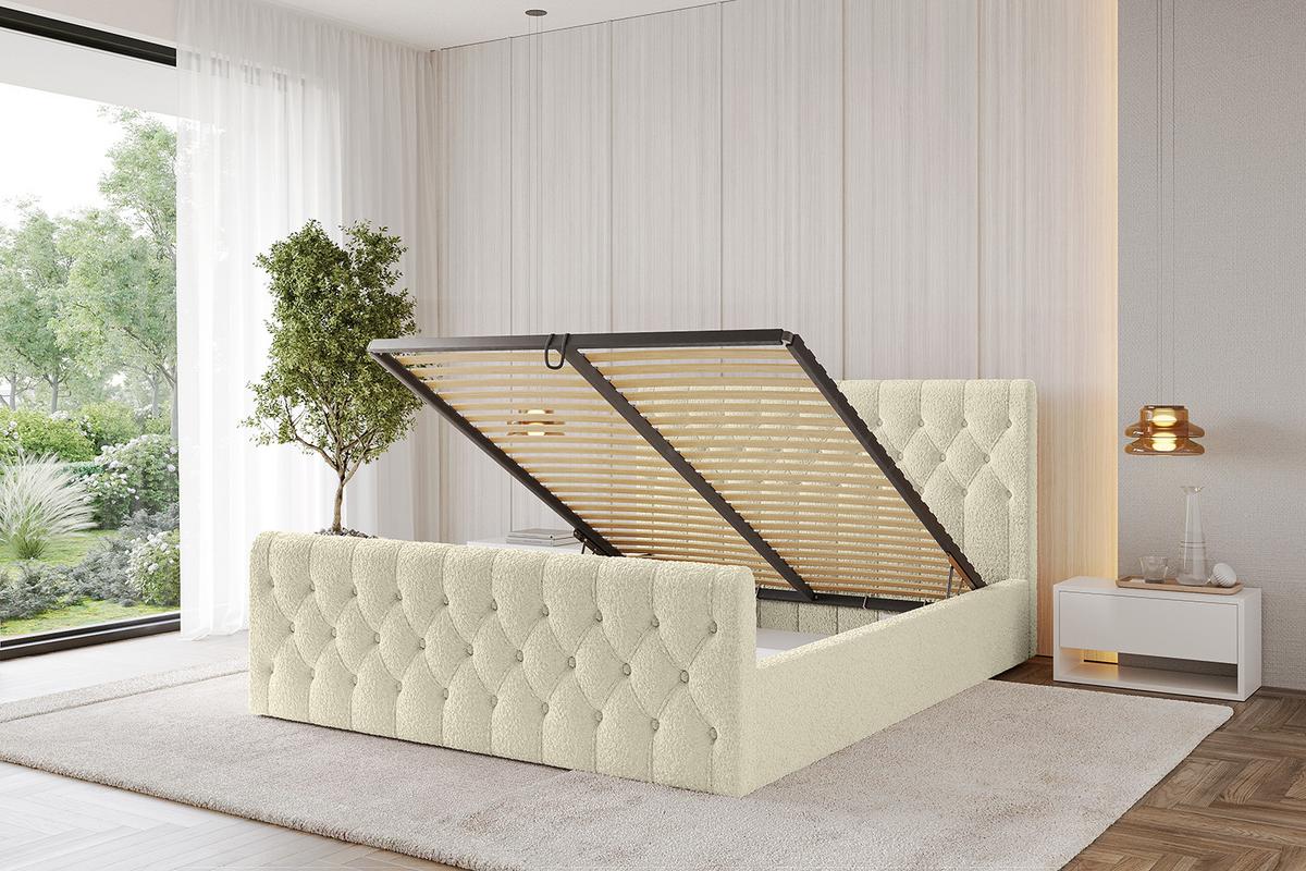 POLSTERBETT mit Bettkasten, Fußteil und Lattenrost, Boxbett ohne Matratze - RENO-Z 180x200 Beige - Taupe, Holzwerkstoff/Textil (180/200cm) - ALTDECOR