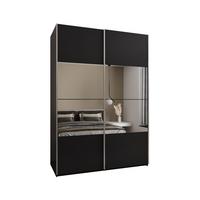 SCHWEBETÜRENSCHRANK 245,5/170/64 2-türig - Silberfarben/Schwarz, Holz/Metall (170/245/64cm) - Abiks Möbel