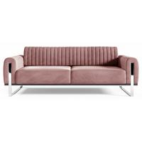 SOFA Parissa 228 cm - Pink/Silberfarben, Textil/Metall (228/79/92cm) - Selsey