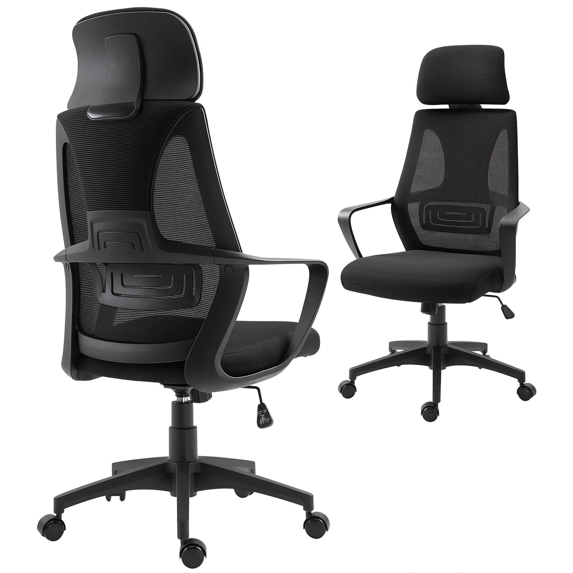 BÜROSTUHL Polyester Schaumstoff Schwarz - Schwarz, Kunststoff (55/126/64cm) - Vinsetto