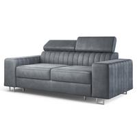 BETTSOFA SOLAN Grau Velours-Stoff mit Schlaffunktion - Grau, Holz/Textil (194/88/90cm) - MASSENO