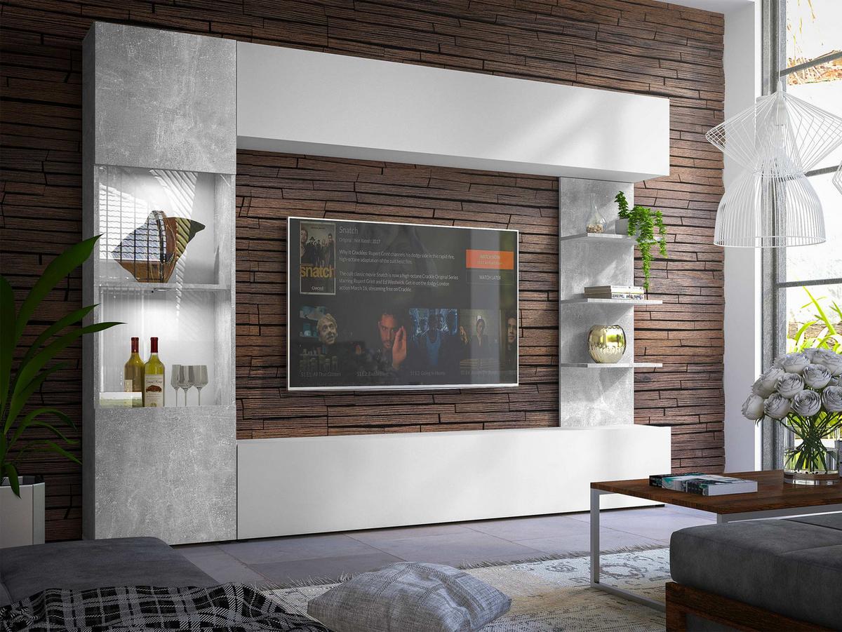 WOHNWAND Lazando, mit weißer LED Beleuchtung - Weiß, Holzwerkstoff (250/187/30cm) - MIRJAN24