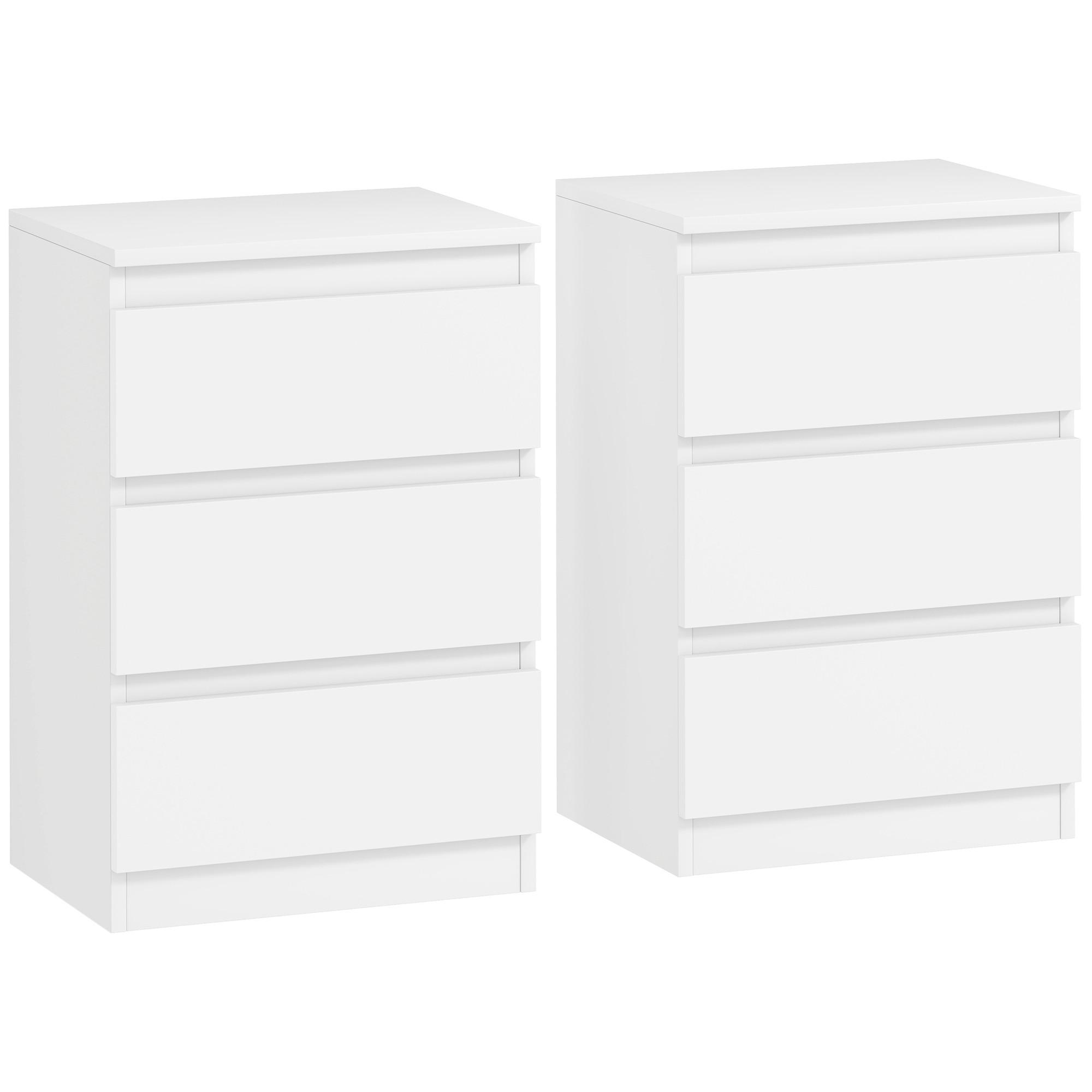 NACHTTISCH 2er Set MDF Weiß - Weiß, Holzwerkstoff (30/59.5/40cm) - HOMCOM