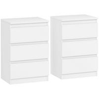 NACHTTISCH 2er Set MDF Weiß - Weiß, Holzwerkstoff (30/59.5/40cm) - HOMCOM