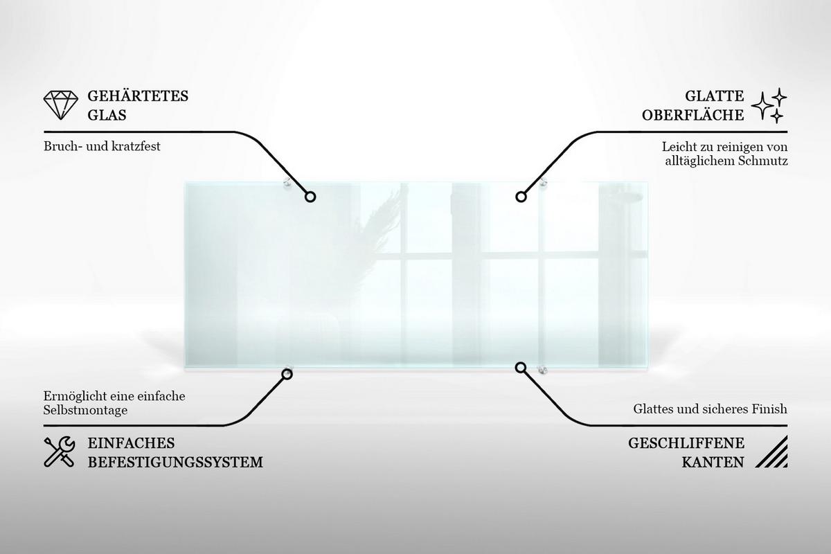 KÜCHENRÜCKWAND – 125x50 cm - Transparent, Glas (125/50/0.4cm) - Wallfluent