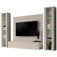 WOHNWAND Kaschmir 4-teilig 260 cm hängend, Schrankwand mit LED-Beleuchtung - Kaschmir, Glas/Holzwerkstoff (260/170/40cm) - Inn.Furn