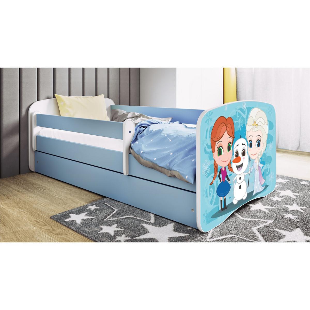 KINDERBETT mit Schublade Winterschwestern und Matratze 160/80 - Blau, Holzwerkstoff (80/160cm) - RAUMHIRSCH FURNITURE