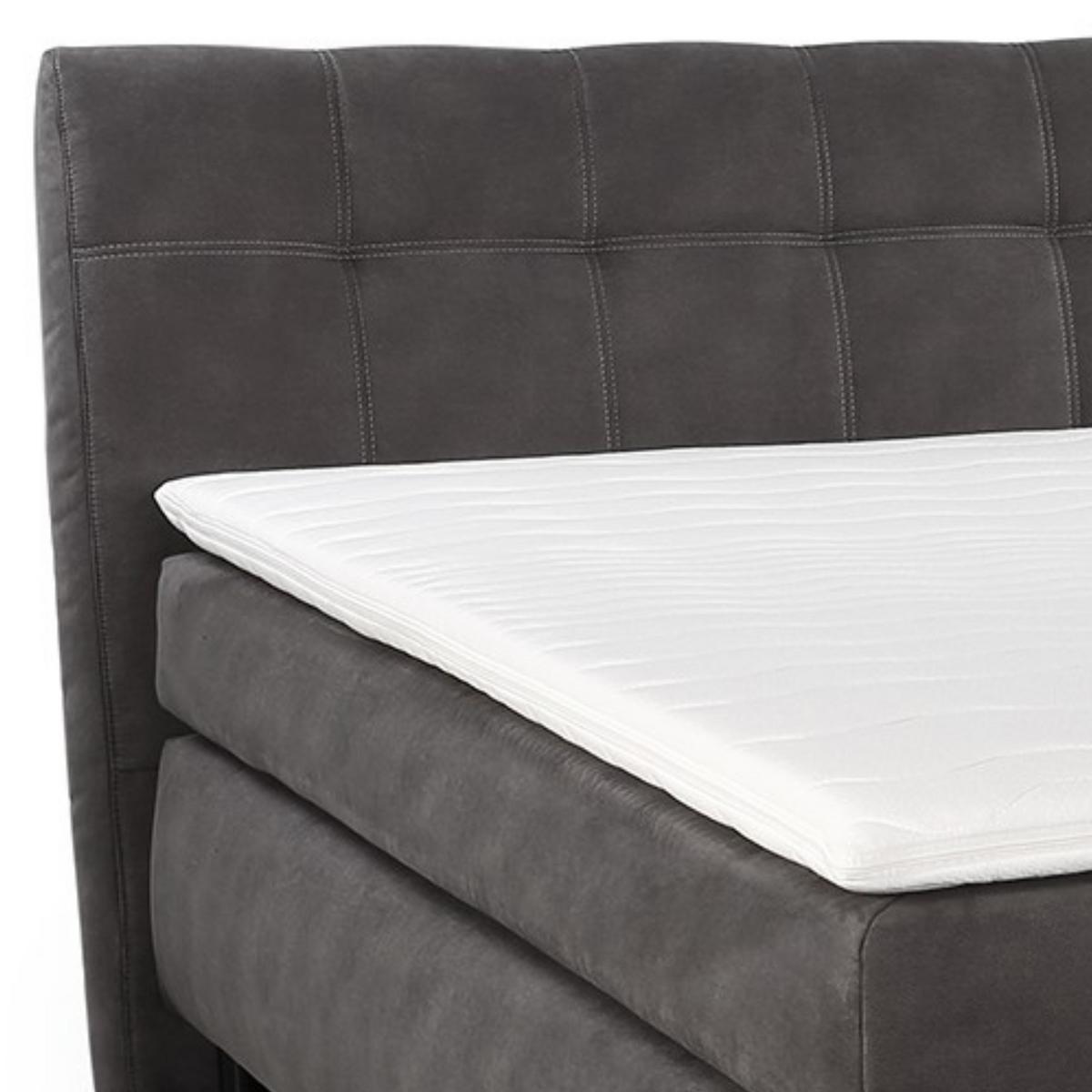 BOXSPRINGBETT 140x200 cm mit Bonell-Federkernmatratze H2 inkl. Topper, Bonell-Federkernpolsterung, Mikrofaser-Bezug in Dunkelgrau / 20007 - Dunkelgrau/Schwarz, Textil/Metall (140/200cm) - luma-home