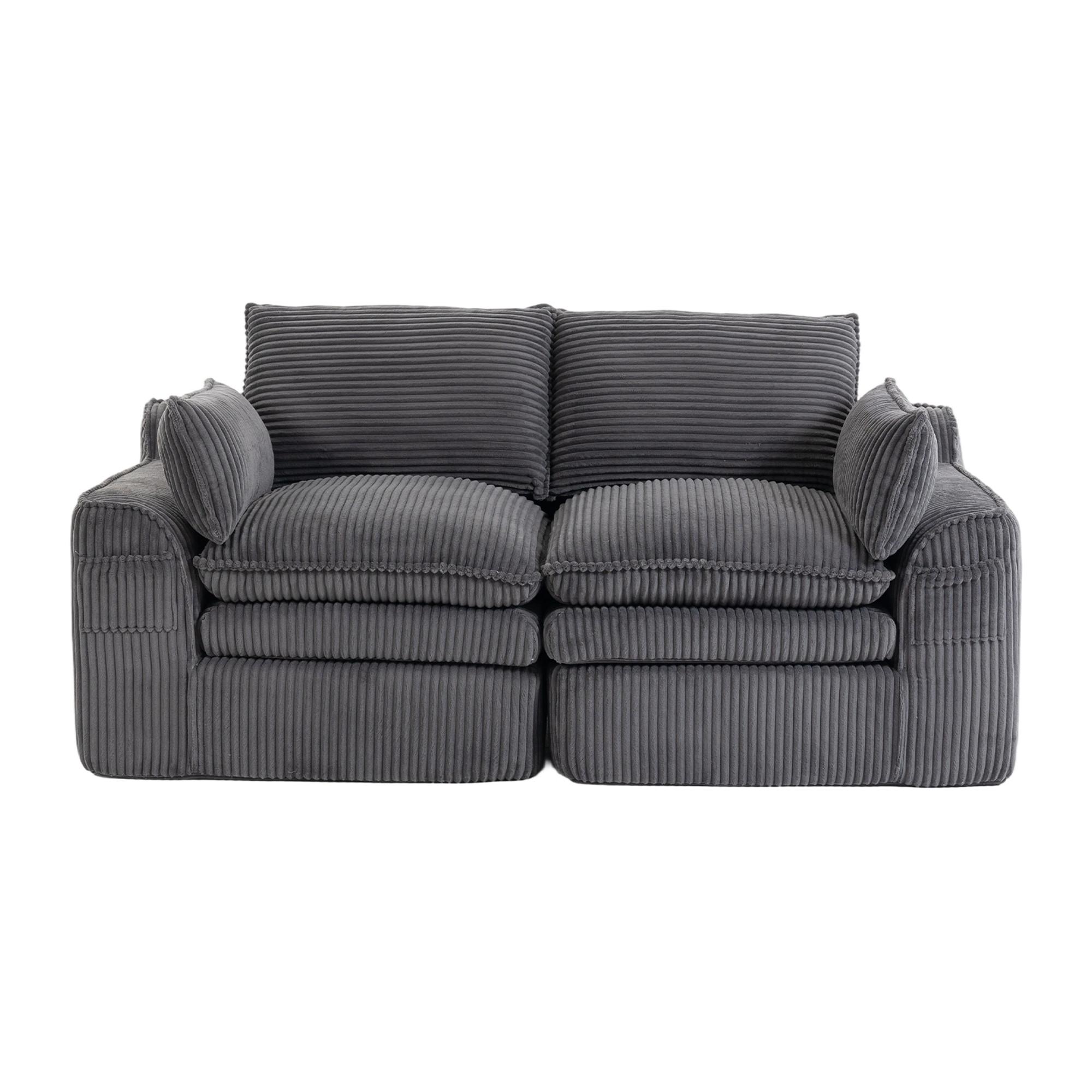 2-SITZER SOFA cordstoff mit seitentaschen & federkern - Dunkelgrau, Textil (191/85/94cm) - Urban Meuble
