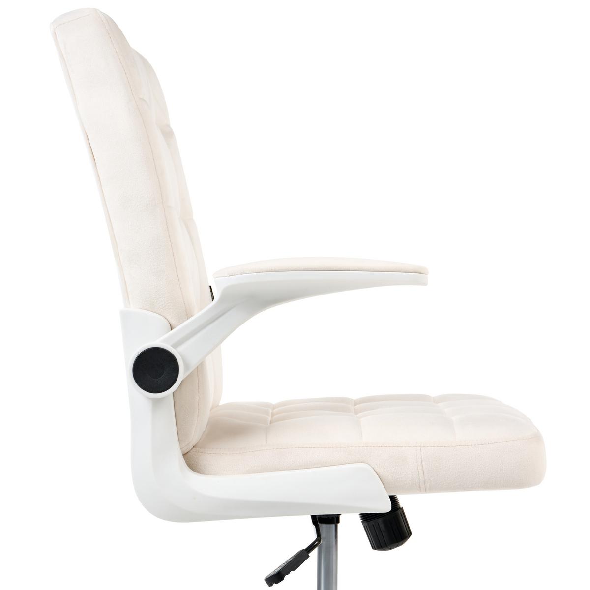 BÜROSTUHL Samtstoff Cremeweiß Dandy - Weiß, Textil (58/95/58cm) - Beliani