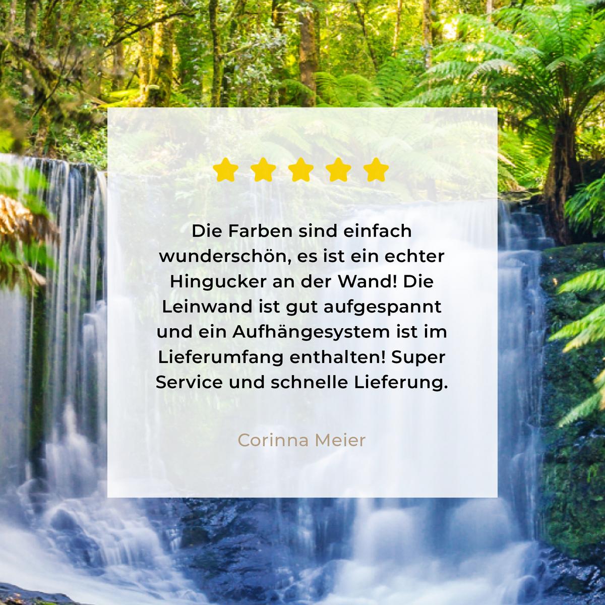LEINWANDBILD Dschungel - Wasserfall - Australien - Pflanzen - Natur Deko Schlafzimmer 30x20 cm - Dunkelgrün, Textil (30/20cm) - MuchoWow