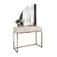 SCHMINKTISCH QUINNIE KASCHMIR mit LED-Spiegel gold Chrom links gold Griff - Kaschmir/Goldfarben, Holzwerkstoff (100/175/42cm) - Lookway
