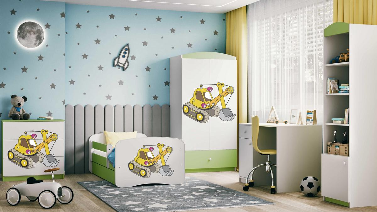 KINDERKLEIDERSCHRANK Excavator - Grün, Holzwerkstoff (90/175/52cm) - RAUMHIRSCH FURNITURE