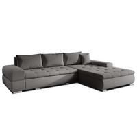 ECKSOFA L Form Sivaso Braun 310/210/85 cm – mit Schlaffunktion und Bettkasten - Hellbraun/Silberfarben, Textil/Metall (310/210cm) - AX Living