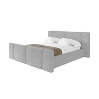 POLSTERBETT mit Bettkasten, Fußteil und Lattenrost, Bett mit Matratze H3/H4 - RIVO-Z 180x200 Grau - Hellgrau, Holzwerkstoff/Textil (180/200cm) - ALTDECOR