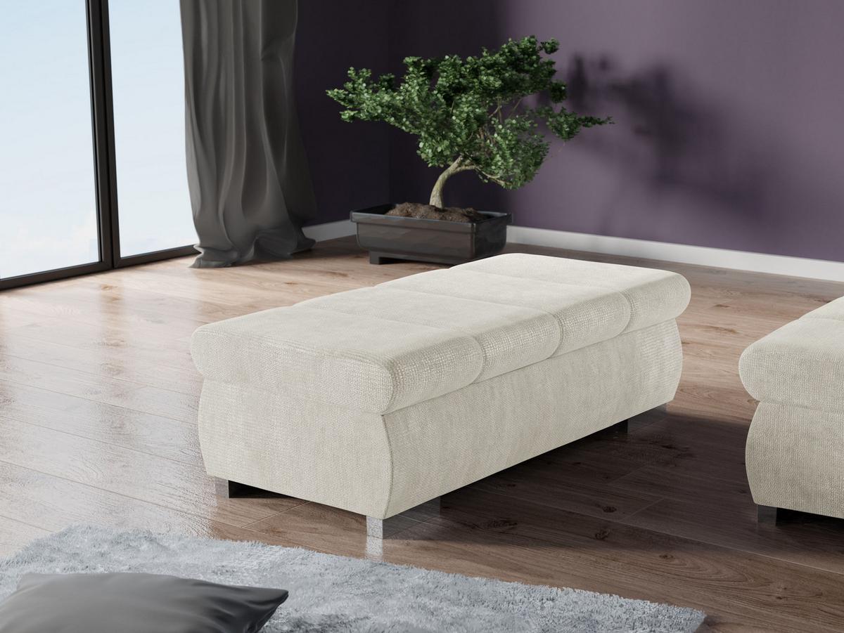 POLSTERHOCKER Bangkok Groß - Silberfarben/Creme, Holz/Kunststoff (120/39/60cm) - MIRJAN24