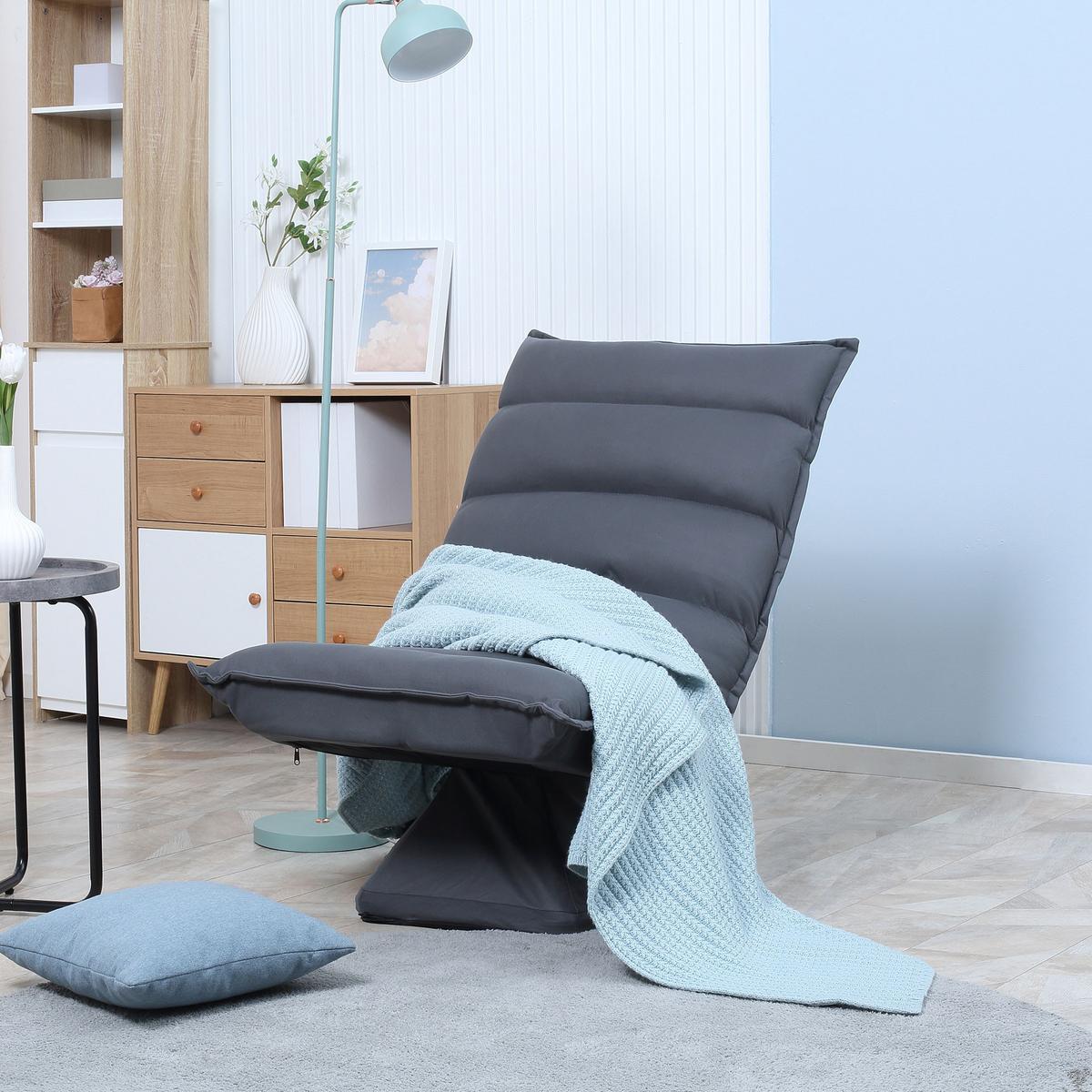 SESSEL mit 360° drehbarem Sockel Meditationsstuhl Dunkelgrau - Dunkelgrau, Metall (70/95/62cm) - HOMCOM