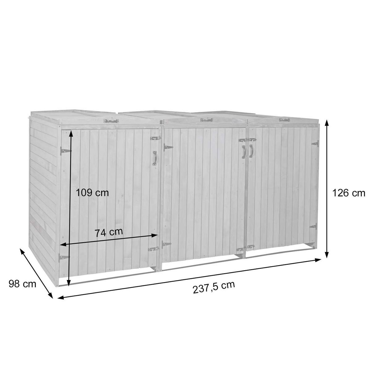 3ER-/6ER-MÜLLTONNENVERKLEIDUNG Grau, Weiß - Weiß/Grau, Holz (237/126/98cm) - MCW