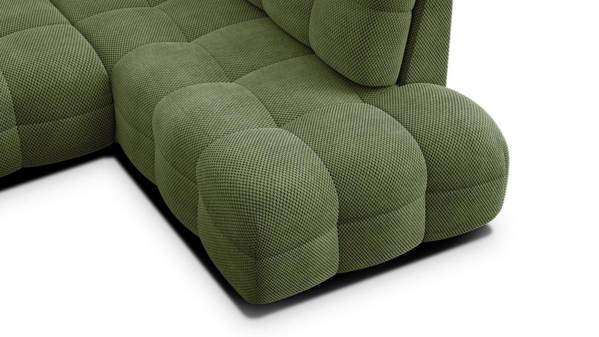 ECKSOFA MELLOW 5-Sitzer, olive - Schwarz/Grün, Holz/Textil (283/191cm) - Wozimo