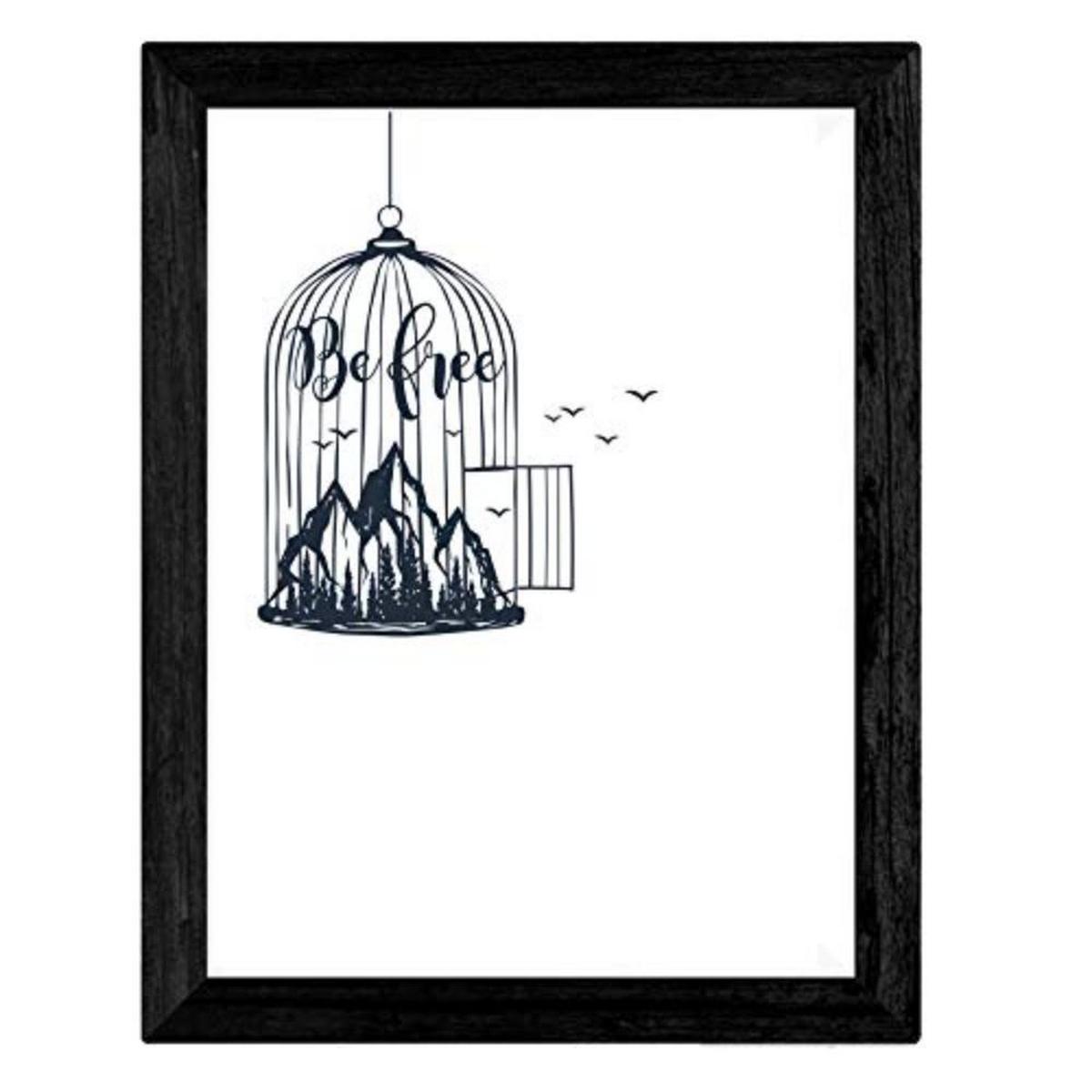 POSTER Set mit 4 Freier Wald A4 Schwarzer Rahmen - Schwarz, Papier (29.7/3cm) - Nacnic