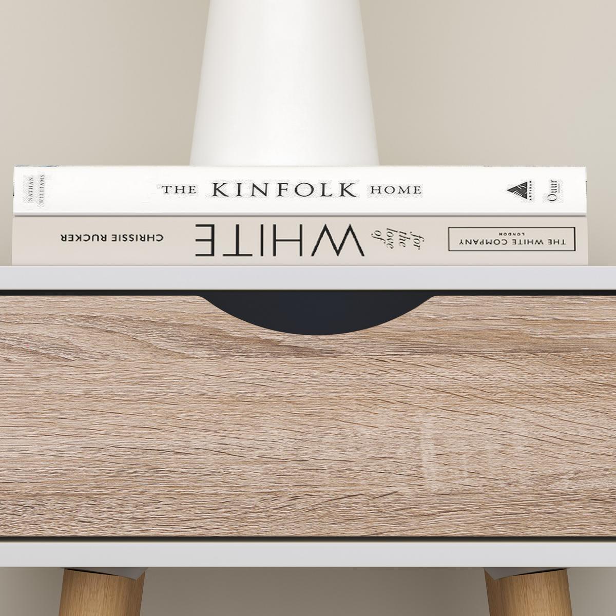 BEISTELLTISCH Östersund - Eichefarben/Weiß, Holz/Holzwerkstoff (30/40/60cm) - [en.casa]
