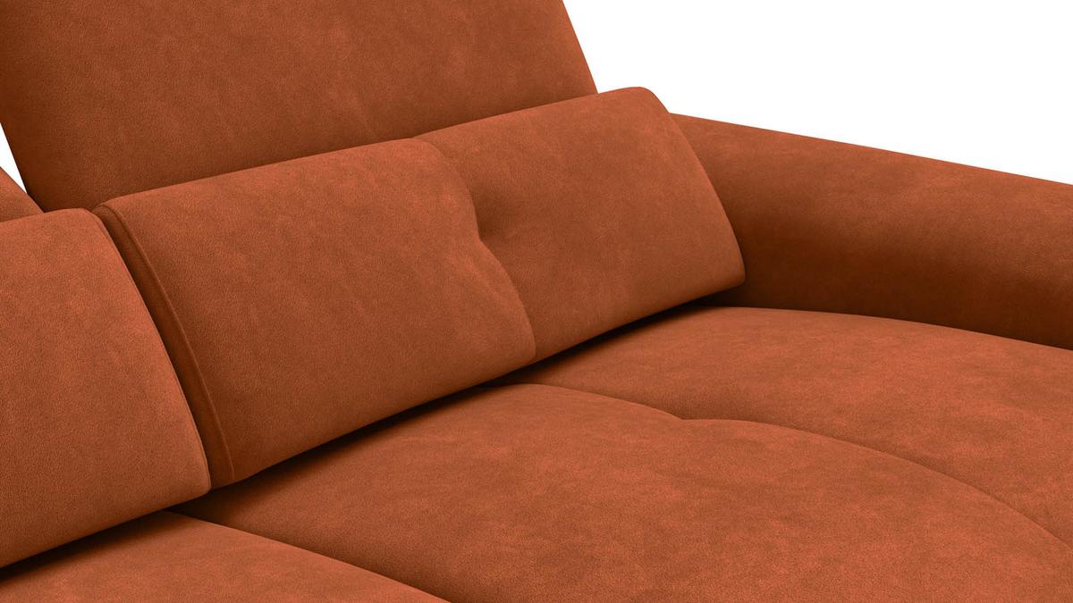 SOFA RELAX AVENA 3-Sitzer, dunkeloranger Veloursstoff - Dunkelorange/Schwarz, Holz/Textil (204/80/108cm) - Courtois Laville