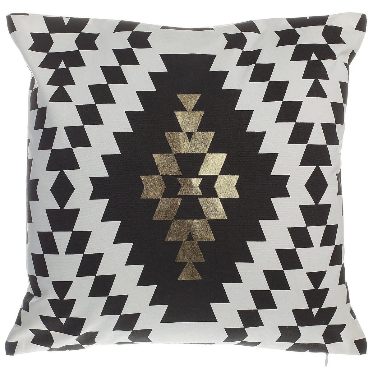 DEKOKISSEN 2er-Set Schwarz-Weiß 45/45 cm Coleus - Schwarz, Naturmaterialien/Textil (45/45cm) - Beliani