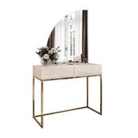 SCHMINKTISCH QUINNIE KASCHMIR mit LED-Spiegel gold Chrom links PUSH OPEN - Kaschmir/Goldfarben, Holzwerkstoff (100/175/42cm) - Lookway